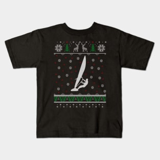 Windsurfing Ugly Christmas Sweater Gift Kids T-Shirt